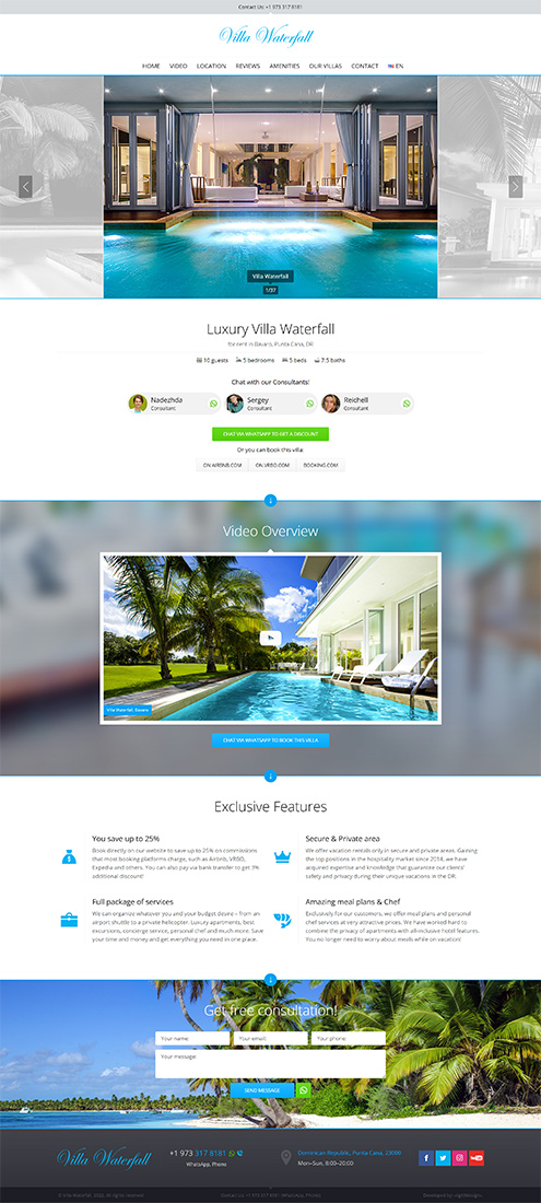 Landing Page Packages - Hospitality Management in Punta Cana