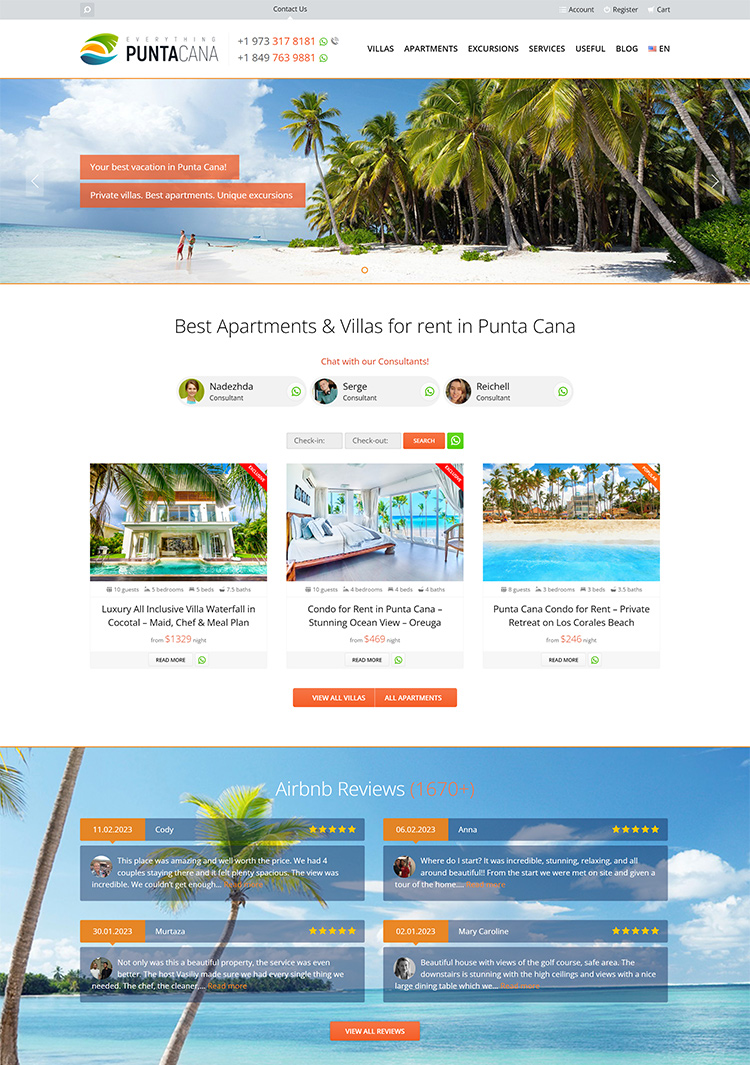 Airbnb Website – Premium - Hospitality Management in Punta Cana