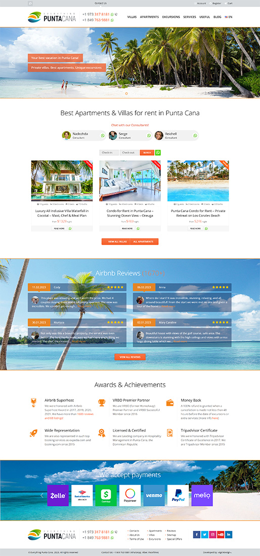 Complex Website Development - Hospitality Management in Punta Cana
