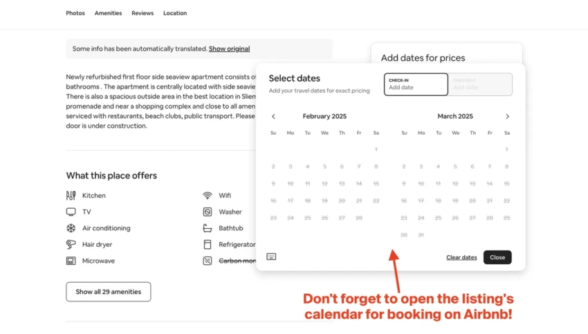 Airbnb calendar influence on ranking