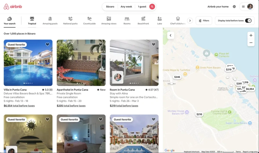 Airbnb listing ranking in a specific area