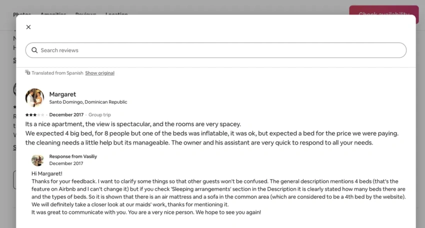 Answer to the bad reviews on Airbnb