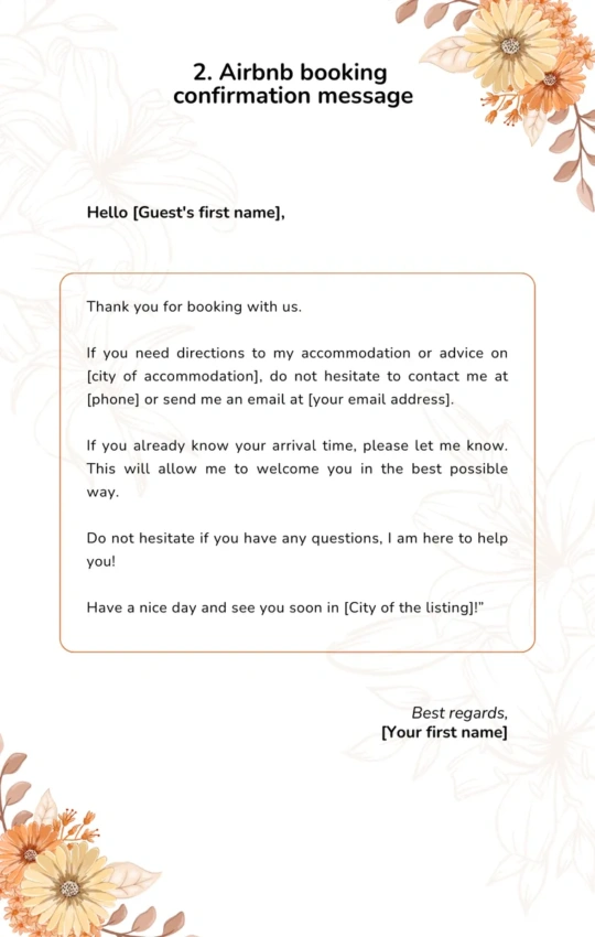 Booking confirmation message