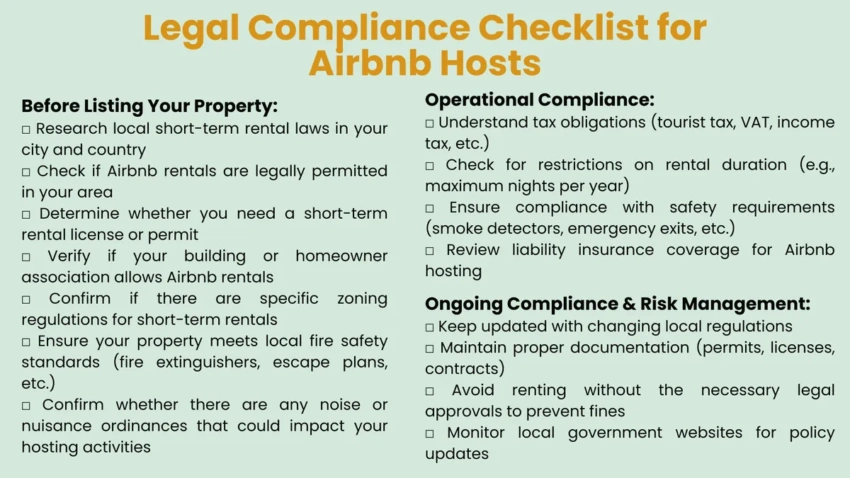 Legal regulations check-list for Airbnb hosts