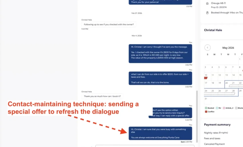 Sending a special offer to refresh a guest dialogue Sending a special offer to refresh a guest dialogue