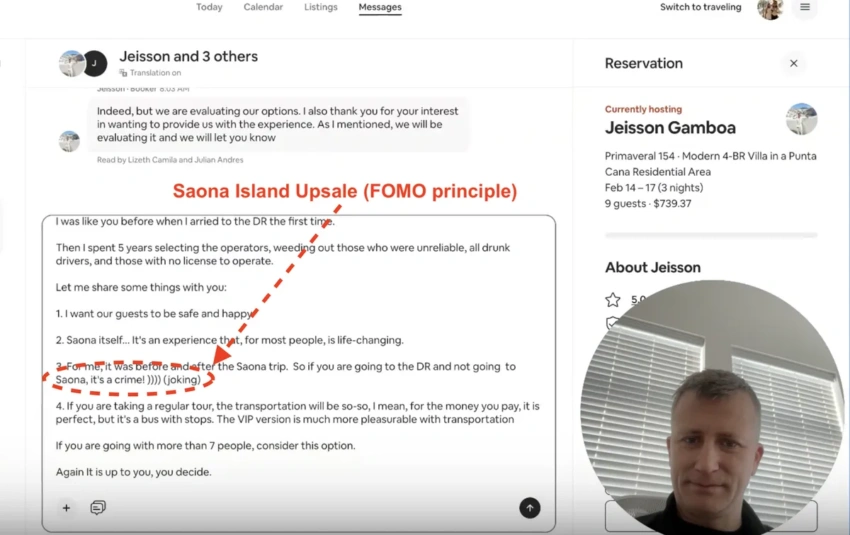 Utilizing the FOMO principle for upselling VIP excursions in vacation rental revenue management