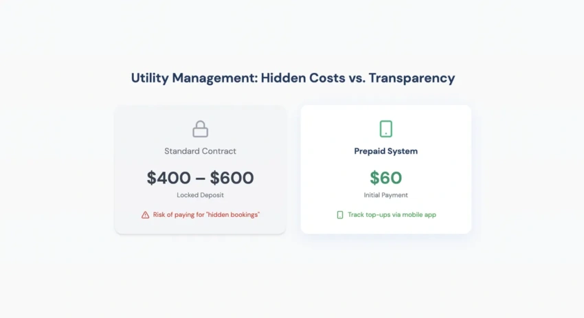 Comparison of hidden costs in standard utility contracts versus the transparency of a prepaid system