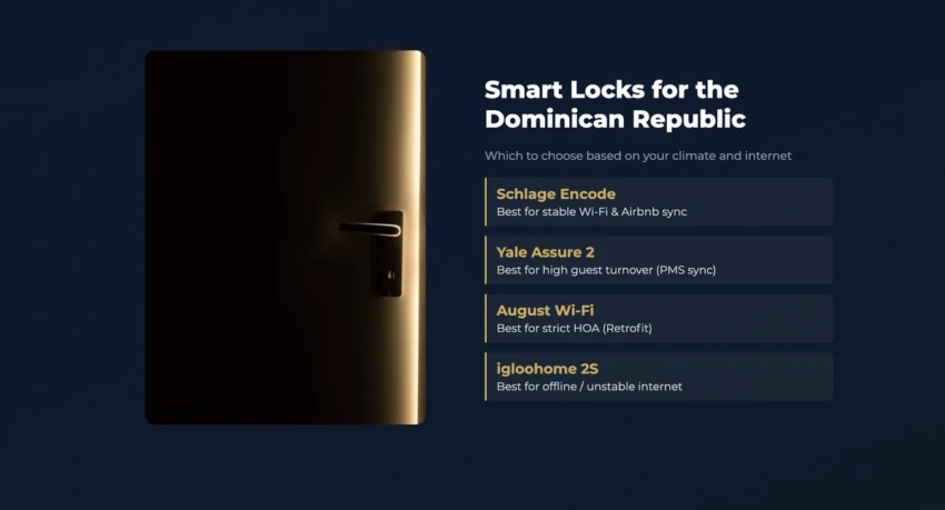 Comparison of smart locks for vacation rentals in the Dominican Republic
