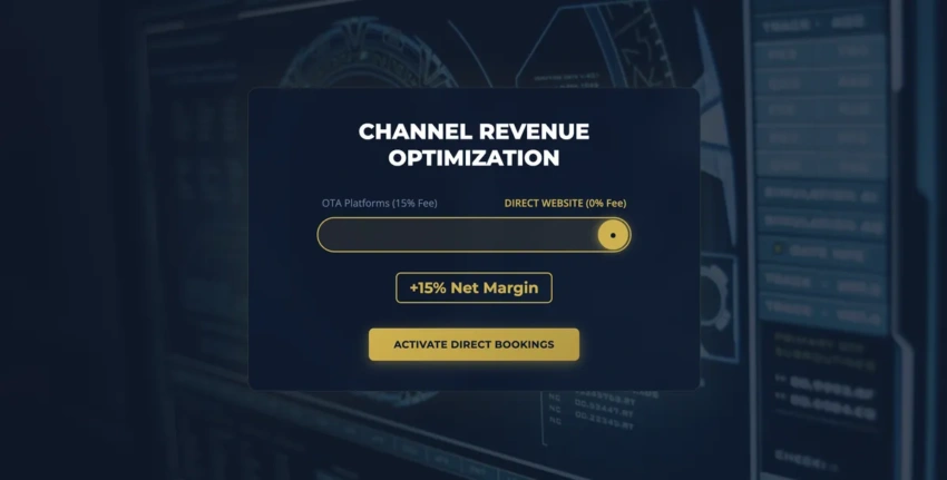 Dashboard showing revenue optimization with a direct booking website slider
