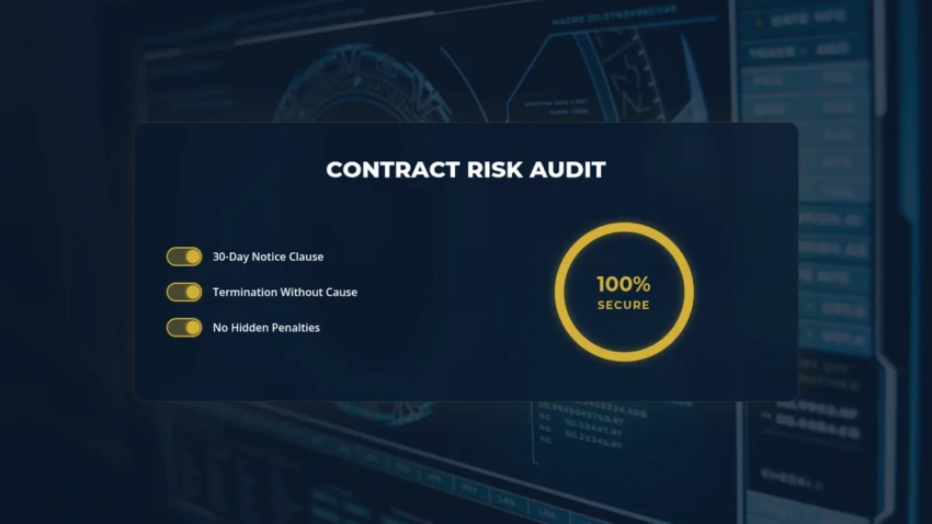 Interface of property management contract risk audit with toggles