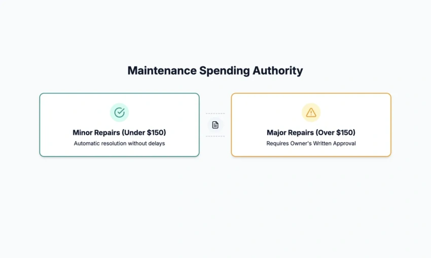 Property maintenance spending limit approval workflow
